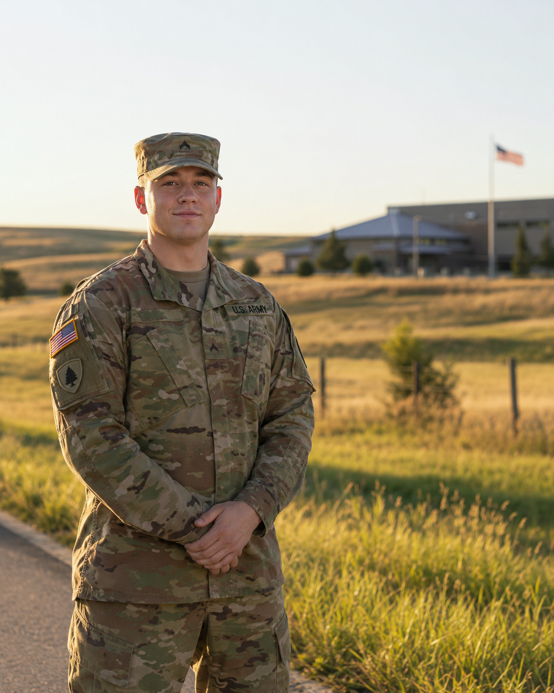 Nebraska Army National Guard recruit standing in uniform